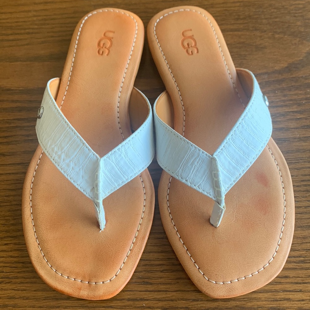 UGG White Strap leather Women's Flip Flop Sandals